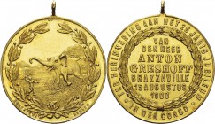 Congo Belge Léopold II (1865-1909)
 Médaille en or - 1900 - Bouchette.
 Offerte à monsieur Anton Greshoff pour ses 25 années de présence au Congo au...