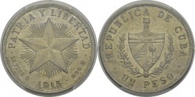 Cuba
 Première République (1902-1962) 
 1 peso « haut relief » - 1915 
 Magnifique exemplaire.
 Pratiquement FDC - PCGS MS 63
 500 / 700