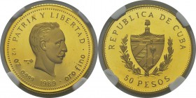 Cuba
 République de (1962 à nos jours)
 Epreuve sur flan bruni du 50 pesos or - 1989
 D’une insigne rareté - 15 exemplaires.
 Flan Bruni - NGC PF ...