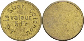 Dahomey - Cotonou
 5 francs en laiton J. G. Le Strat - Non daté. 
 Superbe
 50 / 100