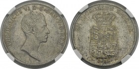 Danemark
 Frédéric VI (1808-1839)
 1 speciedaler - 1825 IC FF Altona.
 Magnifique exemplaire.
 Pratiquement FDC - NGC MS 63
 500 / 600
