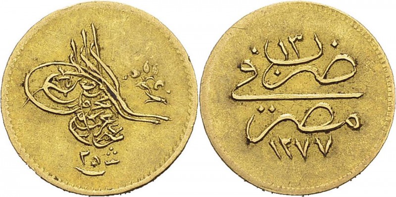 Egypte
 Abdul Aziz (1277-1293 AH / 1861-1876)
 25 qirsh or - 1277 AH / An 13 (...