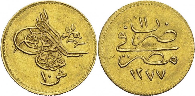 Egypte
 Abdul Aziz (1277-1293 AH / 1861-1876)
 10 qirsh or - 1277 AH / An 11 (...