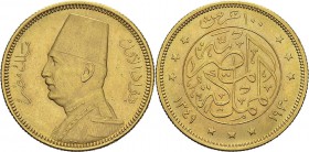 Egypte
 Fouad Ier (1341-1355 AH / 1922-1936)
 100 piastres or - 1349 AH / 1930
 Magnifique exemplaire.
 Pratiquement FDC - NGC MS 63
 500 / 600