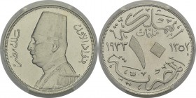 Egypte
 Fouad Ier (1341-1355 AH / 1922-1936)
 Epreuve du 10 millièmes - 1352 AH / 1933 H Heaton.
 Très rare.
 Exemplaire du fonds King’s Norton. ...