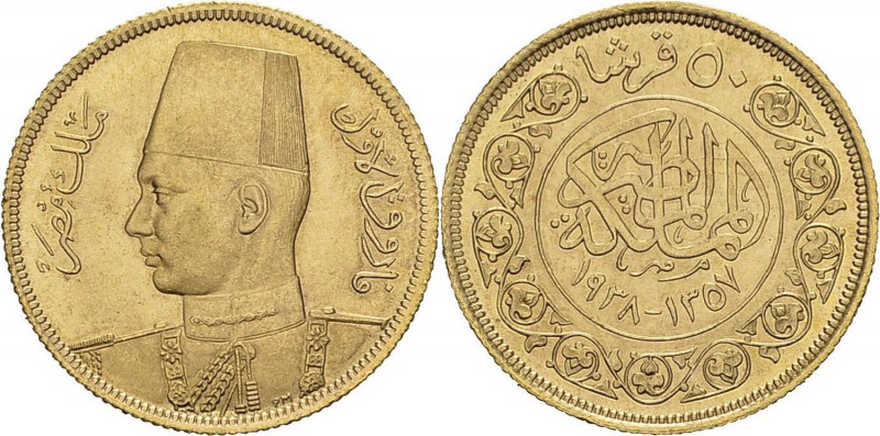 Egypte
 Farouk (1355-1372 AH / 1936-1952)
 50 piastres or - 1357 AH / 1938
 M...