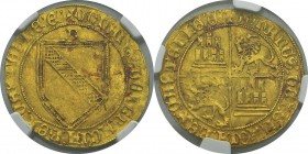 Espagne - Castille et Leon 
 Jean II (1406-1454)
 1 dobla or sans tête de lion - Non daté B Burgos. Type rare.
 Superbe - NGC AU 50
 1.200 / 1.400...