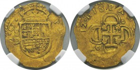 Espagne
 Philippe III (1598-1621)
 2 escudos or - 1612 S D Séville. S et D à gauche du blason.
 Très rare.
 TTB à Superbe - NGC XF 45
 400 / 500...