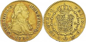 Espagne
 Charles IV (1788-1808)
 1 escudo or - 1790 MF M Madrid.
 Magnifique exemplaire.
 Superbe
 200 / 300