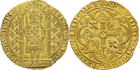 France
 Charles V (1364-1380)
 Franc à pied - Emission du 20 avril 1365 
 Très rare dans cette qualité.
 Pratiquement FDC - NGC MS 63
 3.000 / 3....
