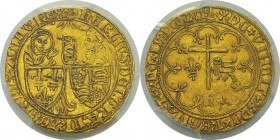 France
 Henri VI (1422-1453)
 Salut d’or - 2ème émission (6 septembre 1423) Saint-Lô (Fleur de lys).
 Rare.
 Superbe - PCGS AU 58
 1.000 /1.400...