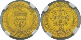 France
 François Ier (1515-1547)
 Ecu d’or au soleil - 12ème type - (14 janvier 1540) M et point 5ème Toulouse.
 Superbe - NGC AU 58
 800 / 900...
