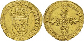 France
 Charles IX (1560-1574)
 Ecu d’or au soleil type de Montpellier. 1569 - Point 4ème et N Montpellier.
 Variété avec la légende ponctuée par d...