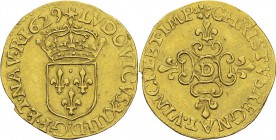 France
 Louis XIII (1610-1643)
 1/2 écu d’or au soleil - 1629 D Lyon - 4ème type croix fleurdelisée.
 La date est à l’avers, la légende de revers C...