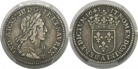 France
 Louis XIII (1610-1643)
 Quadruple du 1/12 d’écu - 1643 A point Paris.
 Tranche : + LVDOVICO XIII MONETÆ RESTITVTORI +
 Gratté derrière le ...