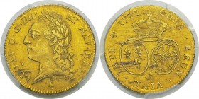 France
 Louis XV (1715-1774)
 Double louis d’or à la vieille tête - 1771 A Paris - 2ème semestre.
 Très rare dans cette qualité. Superbe à FDC - PC...