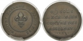 France
 Constitution (1791-1792)
 5 sols « V. Givry » - Non daté (1791). 
 Frappe médaille.
 Rarissime.
 Superbe - PCGS SP 58
 700 / 900