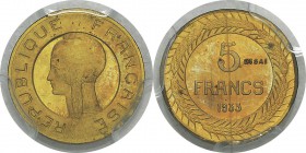 France
 IIIème République (1871-1940)
 Epreuve en bronze doré du 5 francs petit module - 1933 Cochet.
 Unique ?
 Frappe d’Epreuve - PCGS SP 65
 8...