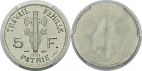 France
 Etat Français (1940-1944)
 Paire d’essais unifaces en argent du 5 francs Pétain des 1er et 2ème type - 1941 - Bazor.
 Rarissime.
 Frappe d...