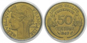 France
 Gouvernement Provisoire (1944-1947)
 50 centimes Morlon - 1947 
 Très rare dans cette qualité.
 Pratiquement FDC - PCGS MS 64
 400 / 500...