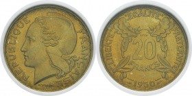 France
 IVème République (1947-1959)
 Essai du 20 francs du concours - 1950 - Turin. 
 Rare - 1200 exemplaires.
 FDC - NGC MS 65
 80 / 120