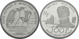 France
 Vème République (1959 à nos jours)
 Piéfort du 100 francs Manchot empereur - 1992 
 Rarissime - 10 exemplaires.
 Hors cote dans le Gadoury...
