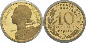 France
 Vème République (1959 à nos jours)
 Piéfort en or du 10 centimes Lagriffoul - 1971 
 75 exemplaires.
 Frappe d’Epreuve - PCGS SP 67
 600 ...