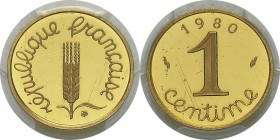 France
 Vème République (1959 à nos jours) 
 Piéfort en or du 1 centime Epi - 1980 
 176 exemplaires.
 Frappe d’Epreuve - PCGS SP 64
 300 / 400...
