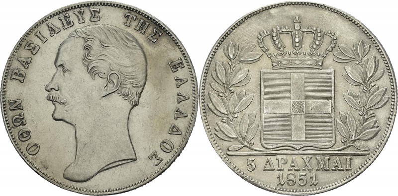 Grèce
 Othon (1832-1862)
 5 drachmes - 1851 Vienne.
 Type très rare - D’une q...