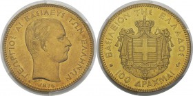 Grèce
 Georges Ier (1863-1913)
 100 drachmes or - 1876 A Paris.
 D’une insigne rareté et d’une qualité remarquable. 76 exemplaires.
 Exemplaire de...