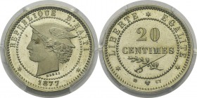 Haïti
 IIème République (1867 à nos jours)
 Essai en maillechort du 20 centimes - 1877 BB Strasbourg.
 Tranche lisse - Frappe monnaie. 
 FDC - PCG...