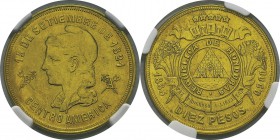 Honduras
 République (1839 à nos jours) 
 10 pesos or - 1883
 D’une insigne rareté - Date inconnue jusqu’à la découverte de 13 exemplaires.
 Frapp...