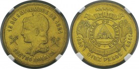 Honduras
 République (1839 à nos jours) 
 10 pesos or - 1885
 D’une insigne rareté - moins de 5 exemplaires connus.
 Frappé au poids et titre d’un...
