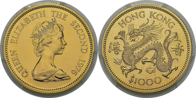 Hong-Kong
 Elisabeth II (1952-1997)
 1000 dollars or - 1976 - Année du dragon....