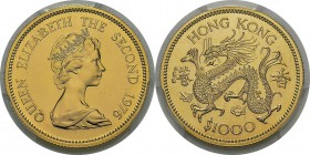 Hong-Kong
 Elisabeth II (1952-1997)
 1000 dollars or - 1976 - Année du dragon. 
 FDC Exceptionnel - PCGS MS 66
 600 / 700