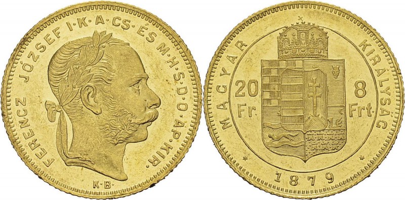 Hongrie
 François-Joseph (1848-1916)
 20 francs / 8 forint or - 1879 KB Kremni...