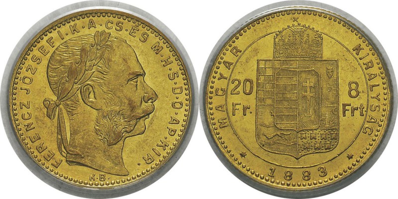 Hongrie
 François-Joseph (1848-1916)
 20 francs / 8 forint or - 1883 KB Kremni...