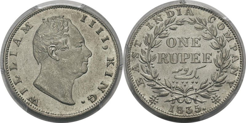 Inde
 Guillaume IV (1830-1837)
 1 roupie - 1835 Calcutta - F en creux. 
 Supe...