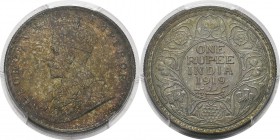 Inde
 Georges V (1910-1936)
 1 roupie - 1919 Bombay - Point.
 Magnifique exemplaire.
 FDC Exceptionnel - PCGS MS 65+
 100 / 150