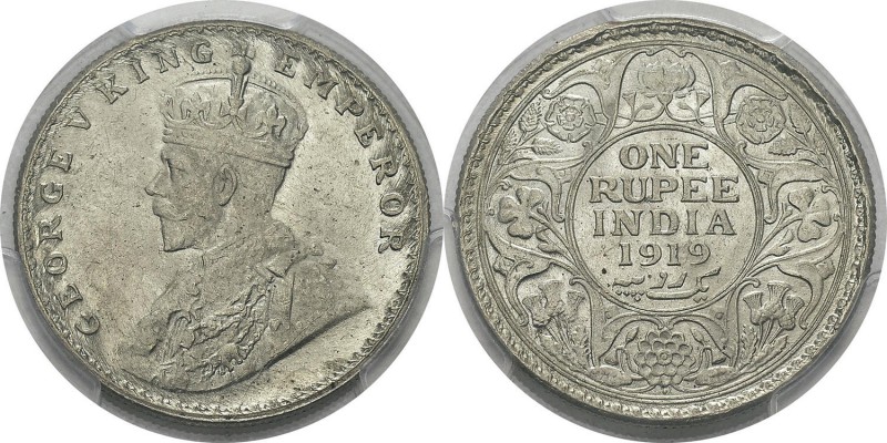 Inde
 Georges V (1910-1936)
 1 roupie - 1919 Bombay - Point. 
 Pratiquement F...