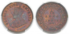 Inde
 Georges V (1910-1936)
 1/12 d’anna - 1921 Calcutta. 
 FDC - PCGS MS 65 RB
 50 / 70
