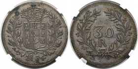 Indes Portugaises
 Marie II (1834-1853)
 Epreuve du 30 reis cuivre - 1834 Goa.
 Très rare et magnifique exemplaire.
 Pratiquement FDC - NGC MS 63 ...