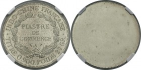 Indochine
 Epreuve uniface de la piastre en bronze argenté - (1930) Paris.
 D'une insigne rareté. 
 FDC - NGC MS 65
 4.000 / 5.000