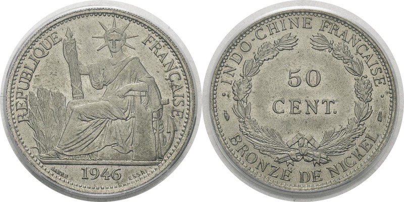 Indochine
 Essai du 50 cent. - 1946 Paris. 
 Frappe d’Epreuve - PCGS SP 64
 1...