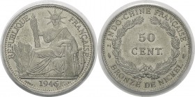 Indochine
 Essai du 50 cent. - 1946 Paris. 
 Frappe d’Epreuve - PCGS SP 64
 150 / 200