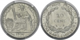 Indochine
 20 cent. - 1930 A Paris. 
 D'une qualité remarquable.
 FDC Exceptionnel - PCGS MS 67
 200 / 300