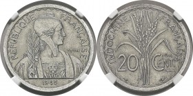 Indochine
 Essai en aluminium du 20 cent. - 1945 Paris. 
 Très rare - 1100 exemplaires.
 Superbe à FDC - NGC MS 62
 80 / 120