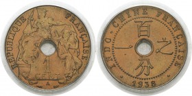 Indochine
 1 cent. - 1938 A Paris.
 FDC Exceptionnel - PCGS MS 66 RD
 100 / 200