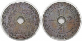 Indochine
 1 cent. - 1939 A Paris.
 FDC Exceptionnel - PCGS MS 66 BN
 50 / 70