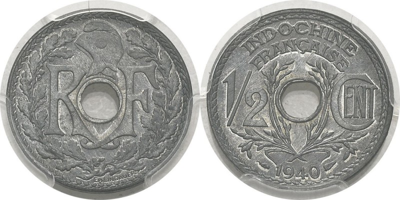 Indochine 
 1/2 cent zinc - 1940
 D'une insigne rareté - 4 exemplaires connus....